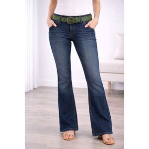 Mudd Flare Leg Jeans Green Belt 1